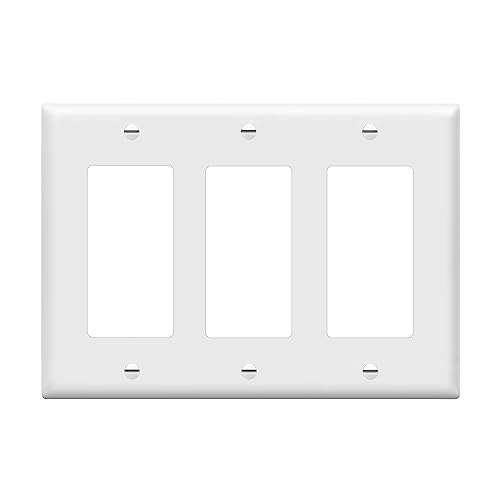 ENERLITES Decorator Light Switch or Receptacle Outlet Wall Plate, Gloss Finish, Size 3-Gang 4.50' x 6.38', Polycarbonate Thermoplastic, 8833-W, White , Standard Size , 1 Count ( Pack of 1)