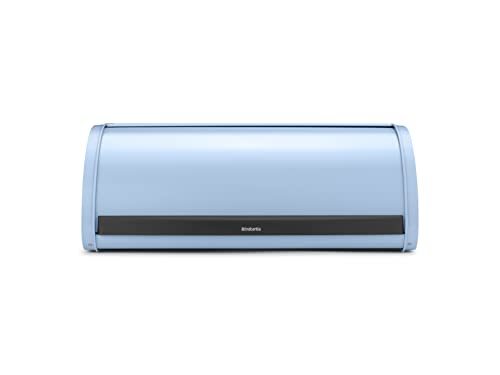 Brabantia Roll Top Bread Box (Dreamy Blue) Large Front Opening Flat Top Bread Box, Fits 2 Loaves, Ideal for Kitchen Counter