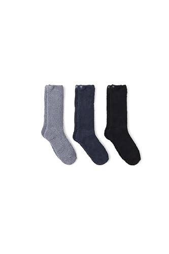 Barefoot Dreams CozyChic Women's 3-Pair Sock Set, Black Multi (Graphite, Indigo, Black), One Size