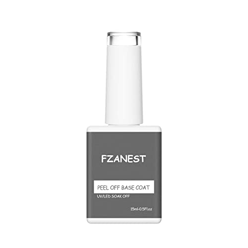 FZANEST Peel Off Gel Base Coat For Gel Nail Polish,15ml UV LED Light Peelabel Base Gel Polish Non Toxic Vegan Cruelty Free
