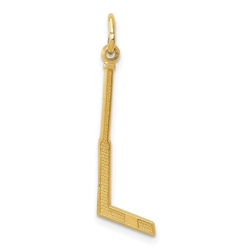Radiant Allure: Dazzling Gold Jewelry Collection for Unforgettable Elegance 14k Yellow Gold Goalie Hockey Stick Charm Pendant 1.18 Inch Design-FRS888-3471