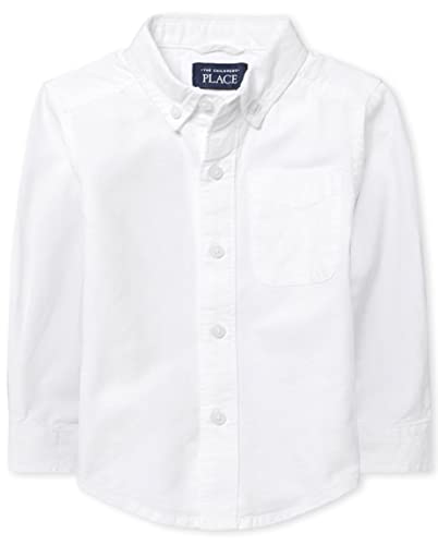 The Children's Place Baby Boys And Toddler Boys Long Sleeve Oxford Button Down Shirt,White,3T