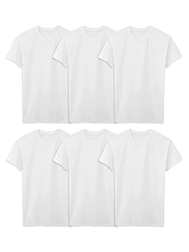 Fruit of the Loom mens Stay Tucked Crew T-shirt Underwear, Tall Man - White 6 Pack, Large US