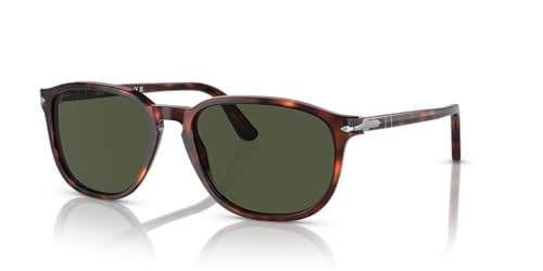 Persol PO3019S Square Sunglasses, Havana/Green, 52 mm