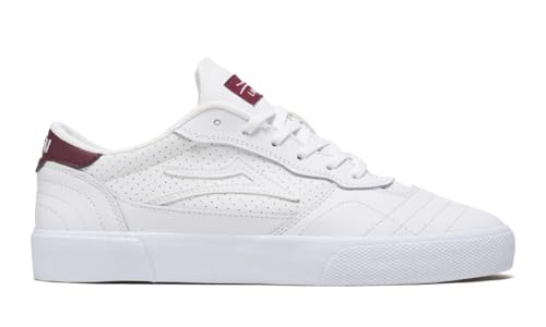 Lakai Skateboard Shoes Cambridge White/Burgundy Leather Size 12