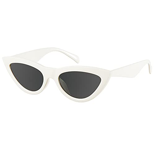 mosanana Cat Eye Sunglasses for Women Trendy Triangle Cateye White Cool Cute Funky Fashion 90s Stylish Small Unique MS51810