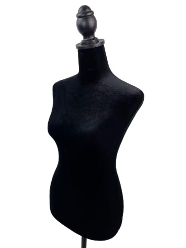Female Mannequin Torso Dress Form with Wooden Tripod Base Stand Adjustable 60-67 Inch for Sewing Dressmakers Dress Jewelry Display,Black Velvet