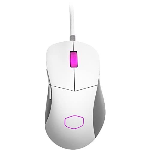 Cooler Master MM730 Wire Gaming Mouse White, Adjustable 16,000 DPI, Palm|Claw Grip, PixArt Optical Sensor, Ultraweave Cable, PTFE Feet, RGB Lighting (MM-730-WWOL1)