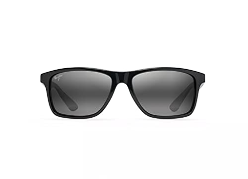 Maui Jim Men's Onshore Polarized Rectangular Sunglasses, Gloss Black/Neutral Grey, Large