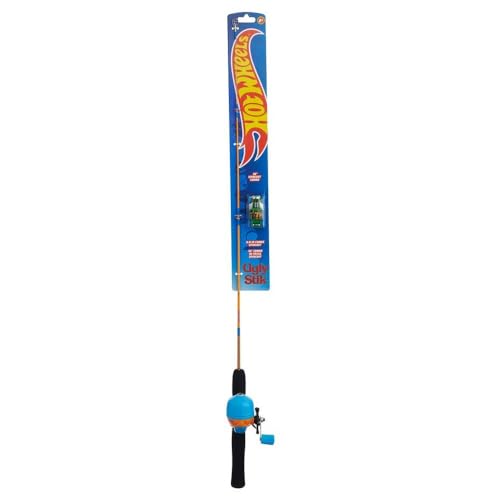 Ugly Stik Mattel Hot Wheels 3' Spincast Combo - Kids Fishing Combo, Comfortable EVA Handle for Small Hands, Multi-Stop Anti-Reverse, Pre-Spooled with 4lb Line