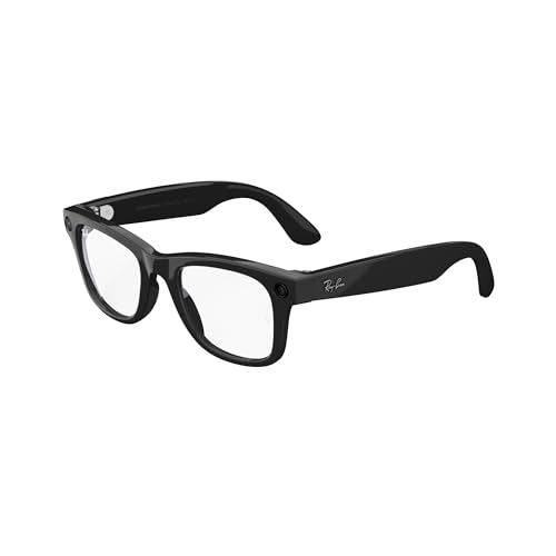 Meta Ray-Ban Wayfarer (Standard) Smart Glasses - Shiny Black, Clear