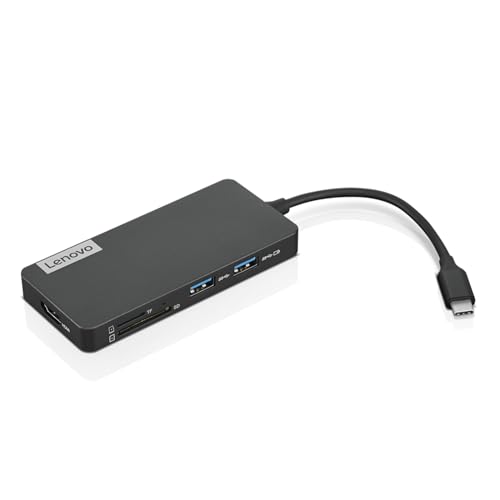 Lenovo – USB-C 7-in-1 Hub – Computer Networking Laptop Accessory – Laptop Docking Station - 4K via HDMI, 3 USB-A devices, 2 SD/TF Card Readers USB-C Power Pass Through