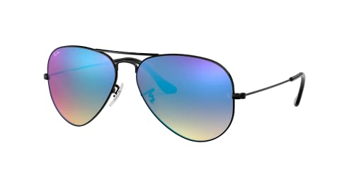 Ray-Ban RB3025 Classic Aviator Sunglasses, Black/Brown Gradient Mirrored Blue, 58 mm