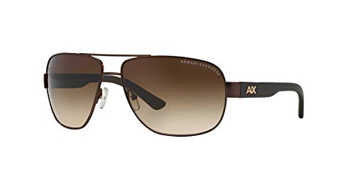 A|X ARMANI EXCHANGE Men's AX2012S Rectangular Sunglasses, Matte Brown/Brown Gradient, 62 mm