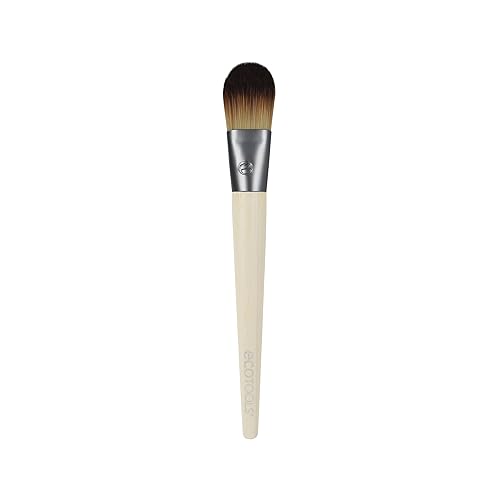 EcoTools Classic Foundation Makeup Brush, For Liquid & Cream Foundation, Streak-Free Makeup, Buildable Coverage, Eco-Friendly, Dense, Synthetic Bristles, Bamboo Handle, Vegan & Cruelty-Free 1 Count