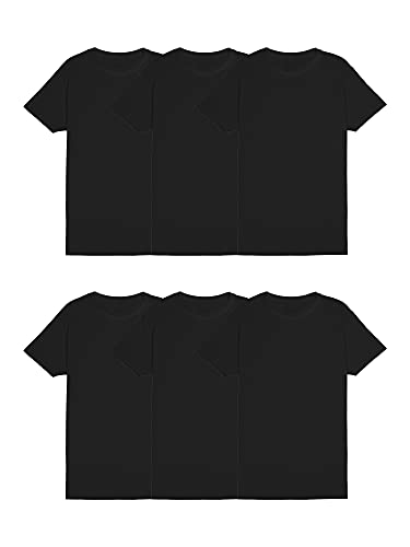 Fruit of the Loom Men's Eversoft Cotton Stay Tucked Crew T-Shirt, Regular-6 Pack Black, x_l
