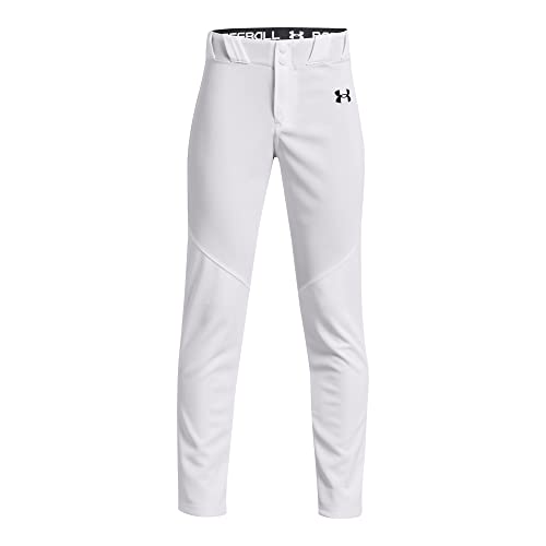 Under Armour Boys' Utility Baseball Pant, (100) White / / Black, Youth Large