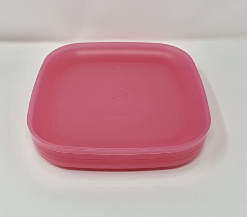Tupperware Luncheon 8' Square Plates in Watermelon Red set of 4