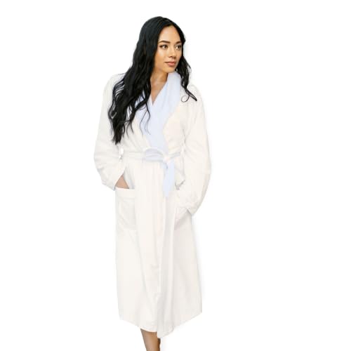 Jennifer Adams Luxury Plush Bathrobe, Unisex Ultra-Soft Quick-Drying Robe (US, Alpha, Medium, Regular, Regular, Ivory)