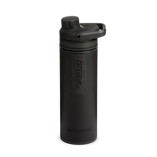 GRAYL UltraPress 16.9 oz Water Purifier & Filter Bottle for Hiking, Backpacking, Survival, Travel (Covert Black)
