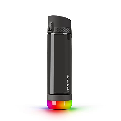 Hidrate Spark PRO Lite Smart Water Bottle – Tritan Plastic – Tracks Water Intake with Bluetooth, LED Glow Reminder When You Need to Drink – Chug Lid, 24 oz, Black