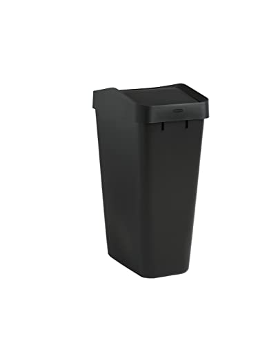 Rubbermaid Swing Top Waste Container for Home and Kitchen, Easy Access Disposal and Slim Modern Trash Can with Lid, 12.2 Gallon Capacity, Black