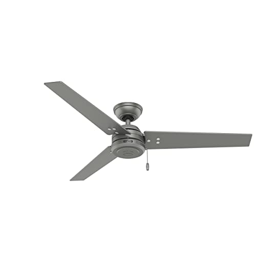 Hunter Fan Company 59262 Cassius Indoor/Outdoor Contemporary Modern Ceiling Fan, 52-inch, Matte Silver Finish