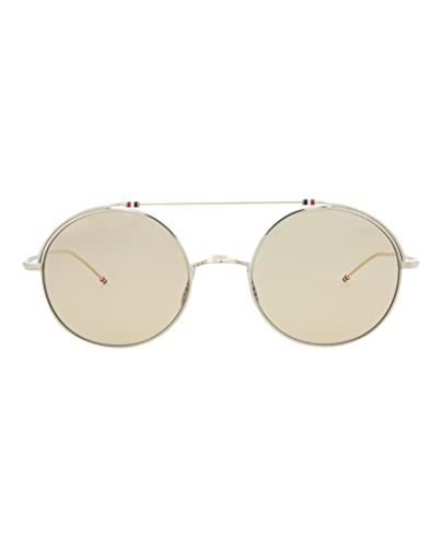 THOM BROWNE TBS910-49-02 Sunglasses Silver -White Gold w/Light Brown - AR 49mm