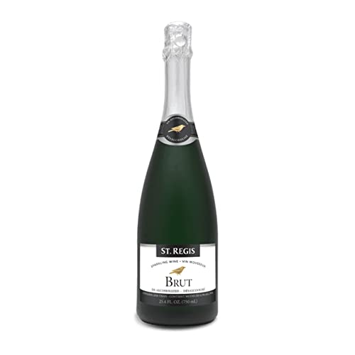 ST. REGIS De-Alcoholized Brut Champagne Bottle 25.4 Fl Oz (1 Pack) - Low Calorie & Low Sugar Golden Yellow Non-Alcoholic Wine - Fruity and Citrus Rich Flavor from North of Spain Vineyards