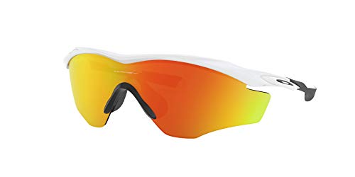 Oakley Men's OO9343 M2 Frame XL Rectangular Sunglasses, Polished White/Fire Iridium, 45 mm