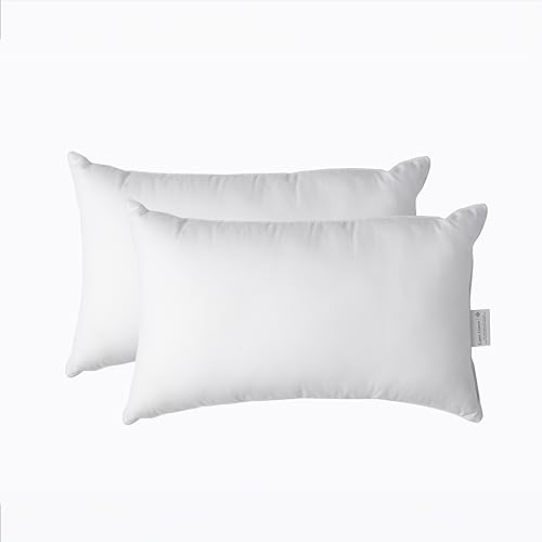 LANE LINEN 12x20 Pillow Insert - Pack of 2 White Decorative Pillow for Sofa Bed, Fluffy Pillow Inserts for Throw Pillow Covers, Bed, Couch Pillows for Living Room,