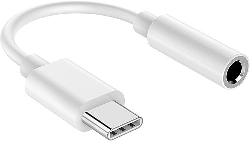 USB C to 3.5mm Headphone Jack Adapter for iPhone 15, USB C to Aux Audio Dongle Cable Cord Compatible with iPad Pro/Samsung Galaxy/Pixel, Type C Devices (White)