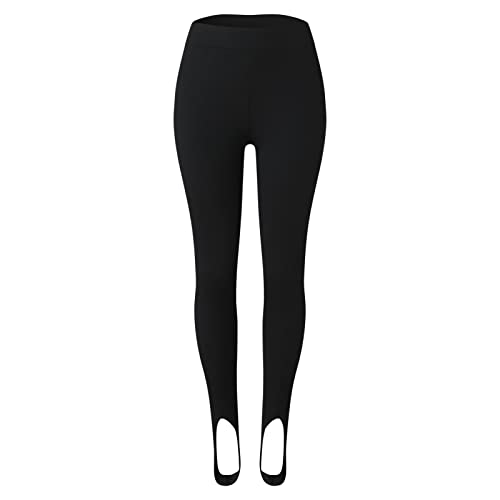 ZYXTIM Winter Warm Elastic Waisted Stirrup Leggings for Women Cotton Linen Slim Fit Workout Sports Foot Straps Yoga Tights