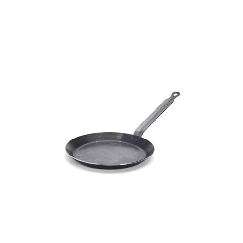 de Buyer Blue Carbon Steel Crepe & Tortilla Pan - 8” - Ideal for Making & Reheating Crepes, Tortillas & Pancakes - Naturally Nonstick - Made in France