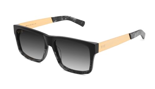 9FIVE Caps LX Black Marble & 24K Gold Gradient Sunglasses with CR-39 100% UV Protection Lens - Elevate Your Confidence and Style with Handcrafted Luxury Mens Sunglasses