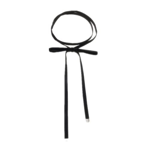 Hipi-shop Aesthetic velvet belt choker tie bow collarbone chain scarf necklace long neckband jewelry (Black)