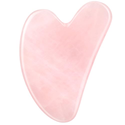 rosenice Gua Sha Facial Tools Guasha Tool Gua Sha Jade Stone for Face Skincare Facial Body Acupuncture Relieve Muscle Tensions Reduce Puffiness Festive Gifts (Pink)