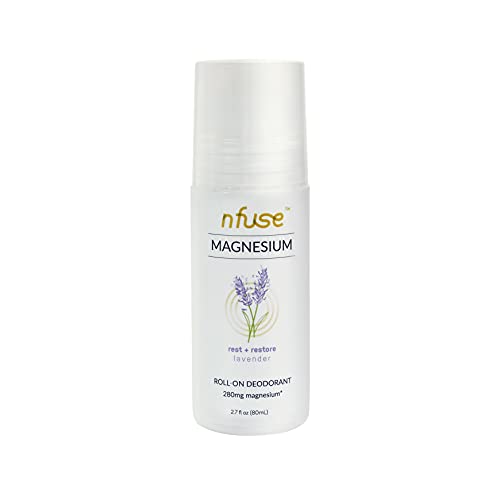 nfuse Natural Magnesium Roll-on Deodorant - Patented Magnesium Delivery Technology - Aromatherapeutic Essential Oils - Lavender: Relax + Restore