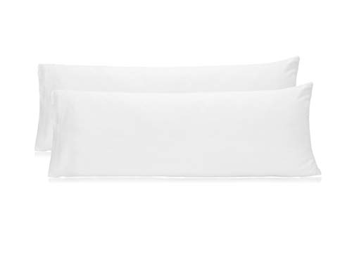 COTTON CRAFT Set of 2 Pillow Protectors - 220 Thread Count - Pure Combed Cotton - Sateen Weave - White - Body Pillow 21x54 inch - No Zipper - Pillow Not Included