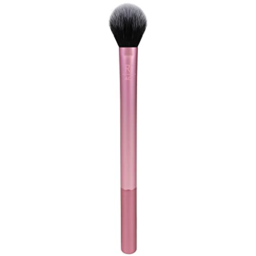 Real Techniques Makeup Setting Brush, For Setting Powder, Loose Powder, & Pressed Powder, Face Makeup Brush, 402 Brush, Sheer Coverage For Highlighter, Synthetic & Cruelty-Free Bristles, Pack of 1