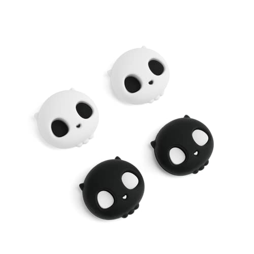 GeekShare Cute Silicone Joycon Thumb Grip Caps, Joystick Cover Compatible with Nintendo Switch / OLED / Switch Lite,4PCS -- Skull (Black & White)