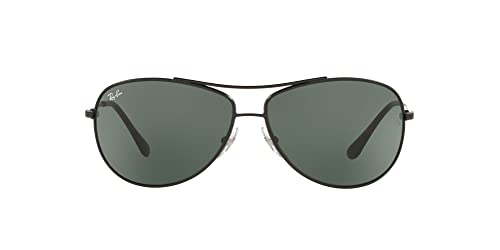 Ray-Ban RB3293 Metal Aviator Sunglasses, Matte Black/Green, 63 mm