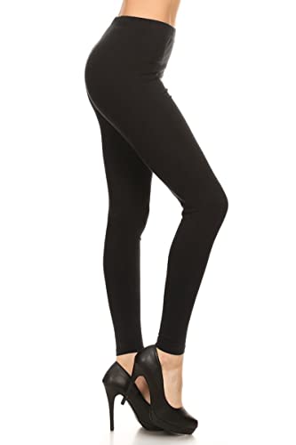 NCL32-Black-XL Cotton Spandex Solid Leggings Made in USA-Black, XL