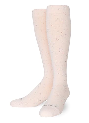 Comrad Recycled Cotton Knee High Socks - 15-20mmHg Graduated Compression Socks, (Wide Calf Large, Muted Rose) - Soft & Breathable Support Socks for Men, Pregnant Women, Nurses, Home, Work & Travel