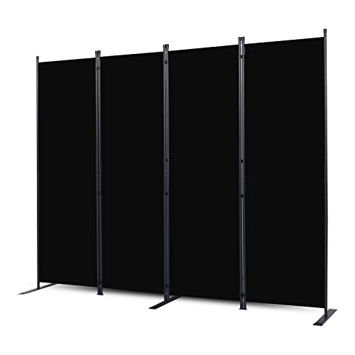 CHOSENM Room Divider, 4 Panel Folding Privacy Screens with Wider Feet, 6 Ft Portable Room Partition for Room Separator, Room Divider Panel 88' W X 71' H, Partition Room Dividers Freestanding，Black