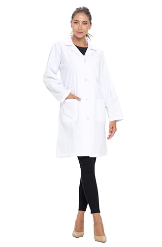 Natural Uniforms Unisex 40 inch Lab Coat Long Sleeve Professional Medical Coat, White (Medium)