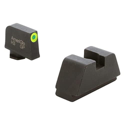 AMERIGLO Optic Compatible XL Tall Green Tritium Front - 0.315' Rear - 0.394' Square Notch Sight Set Compatible with All Glocks, w/ LumiGreen Outline