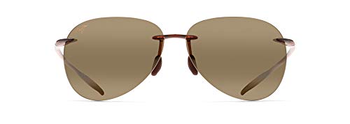 Maui Jim Men's and Women's Sugar Beach Polarized Rimless Sunglasses, Rootbeer/HCL Bronze, Medium