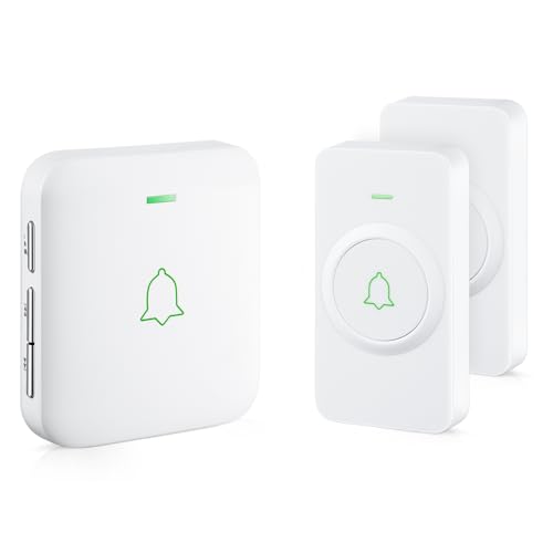 AVANTEK Wireless Door Bell, CW-21 Mini Waterproof Wireless Doorbell Operating at Over 1000 Feet, 2 Remote Buttons Can Have Different Tones, 52 Melodies, CD Quality Sound and LED Flash