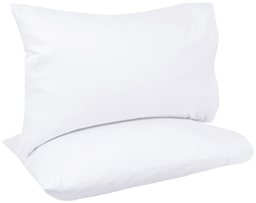 Amazon Basics 400 Thread Count Cotton Pillow Case, Standard, 30' L x 20' W, White - Set of 2, Pillows Not Included